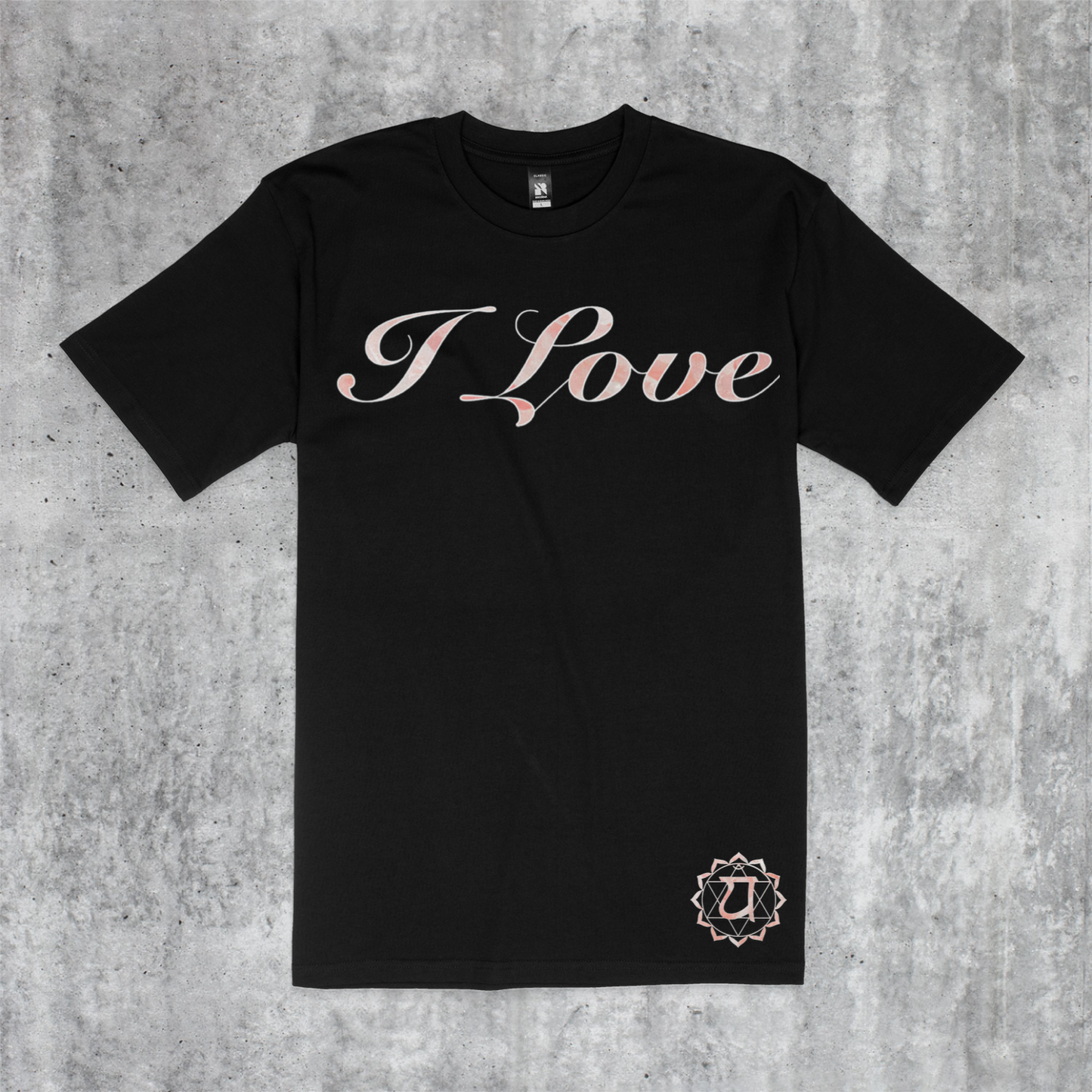 Gsmuv | Chakra Affirmations Meditation Gift | Heart Chakras | Rose Quartz Stone " I Love" Affirmation T-shirt